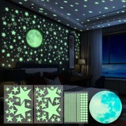 Home Deco Adesivi Luminosi, 435 Pezzi Stelle Fluorescenti-Adesivi Per Soffitto Per Bambini, Adesivi Fluorescenti Decorazione Per Soffitto Per Stanza Dei Bambini 29x23x0,5 Cm Verde