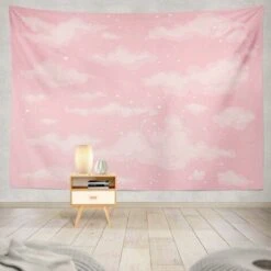 Arazzo Cielo Rosa, Arazzo Decorativo Bel Paradiso Rosa Cielo Nuvola Aria Sfondo Bellissimo Giorno Luminoso Arazzo Da Parete 95 75 Cm, Adatto Per Camere Bel Paradiso Rosa