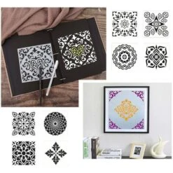 Stencil Per Pittura A Mandala 16 Pezzi, Stencil Per Pittura Ad Aerografo Riutilizzabile -Armonia Decor 76874218 3