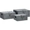 HOMCOM Set Di 3 Cesti In Vimini PP Con Coperchio Di Diverse Dimensioni, Grigio 1 HOMCOM Set Di 3 Cesti In Vimini PP Con Coperchio Di Diverse Dimensioni, Grigio -Armonia Decor 76993447 1