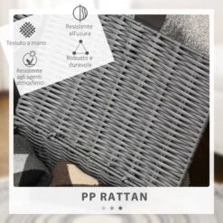 HOMCOM Set Di 3 Cesti In Vimini PP Con Coperchio Di Diverse Dimensioni, Grigio -Armonia Decor 76993447 4