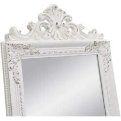 Specchio Su Piede Con Modanature H.170 Cm In Legno Di Eucalipto Bianco Effetto Invecchiato - MARTHA -Armonia Decor 77173682 3