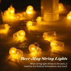 6.5FT 10LED Natale Boccale Di Birra Luci Della Stringa Luci Decorative A LED Luci A Sospensione Sempre Accese Modalità Luce Per Festival Feste Di Carnevale Di Pasqua -Armonia Decor 77494376 3