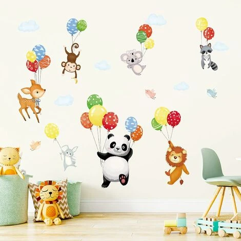 RHAFAYRES Adesivi Murali Animali Adesivo Murale Palloncino Panda Cervo Scimmia Decorazione Murale Camera Da Letto Bambini Asilo Nido Soggiorno 3 RHAFAYRES Adesivi Murali Animali Adesivo Murale Palloncino Panda Cervo Scimmia Decorazione Murale Camera Da Letto Bambini Asilo Nido Soggiorno