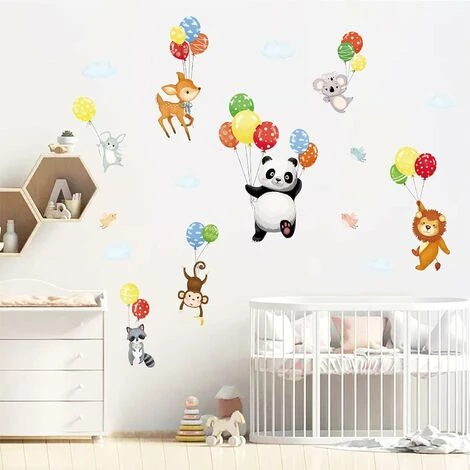 RHAFAYRES Adesivi Murali Animali Adesivo Murale Palloncino Panda Cervo Scimmia Decorazione Murale Camera Da Letto Bambini Asilo Nido Soggiorno 4 RHAFAYRES Adesivi Murali Animali Adesivo Murale Palloncino Panda Cervo Scimmia Decorazione Murale Camera Da Letto Bambini Asilo Nido Soggiorno - immagine 2