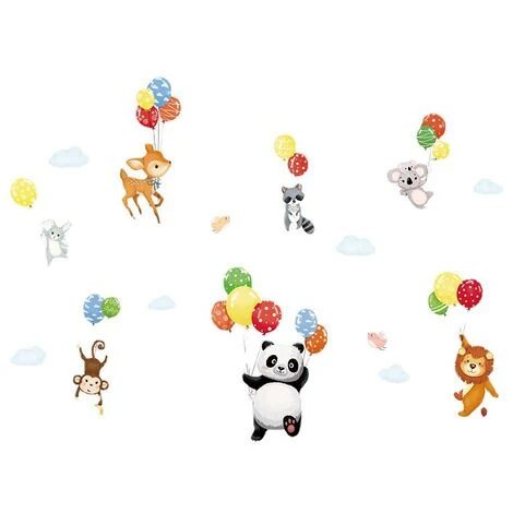 RHAFAYRES Adesivi Murali Animali Adesivo Murale Palloncino Panda Cervo Scimmia Decorazione Murale Camera Da Letto Bambini Asilo Nido Soggiorno 6 RHAFAYRES Adesivi Murali Animali Adesivo Murale Palloncino Panda Cervo Scimmia Decorazione Murale Camera Da Letto Bambini Asilo Nido Soggiorno - immagine 4