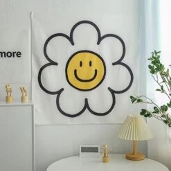 Smiley Sfondo Fiore Arazzo Panno Decorativo Panno Appeso Decorazioni Parete Camera Dormitorio Sfondo Decorazione Tovaglia (7070 Cm) -Armonia Decor 77711273 2
