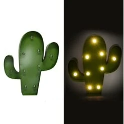 Cactus Metallo Verde Con Led Cm25,5x30,5x5 -Armonia Decor 78328945 4