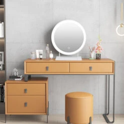 40 40 Cm Con LED Regolabile A Luce Fredda Bianco Rotondo Specchio Per Il Trucco Bianco Telaio -Armonia Decor 78410720 5