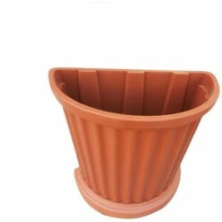 Vaso A Parete Plastica Marrone Muro Mezzaluna Fiori Piante Esterno Giardino H 50