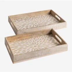 SKLUM Set Di 2 Vassoi Decorativi In Legno Di Mango Kedia Legno Di Mango