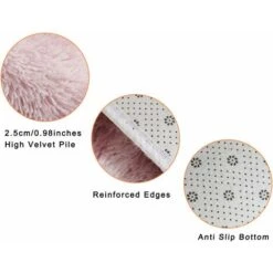 MINKUROW Tappeto Monocromatico Tappeto Soffice A Pelo Rotondo Tappeto In Poliestere Per Soggiorno Camera Da Letto Beige 30 Cm Di Diametro -Armonia Decor 79471799 3