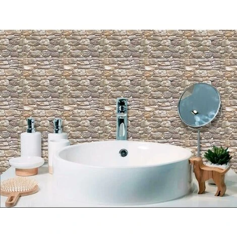 Piastrelle Pvc Adesive 3D Disegno Mattonella Pietra Bagno Cucina Pannello Autoadesivo 5 Pezzi - Dis.F 5 Piastrelle Pvc Adesive 3D Disegno Mattonella Pietra Bagno Cucina Pannello Autoadesivo 5 Pezzi - Dis.F - immagine 3
