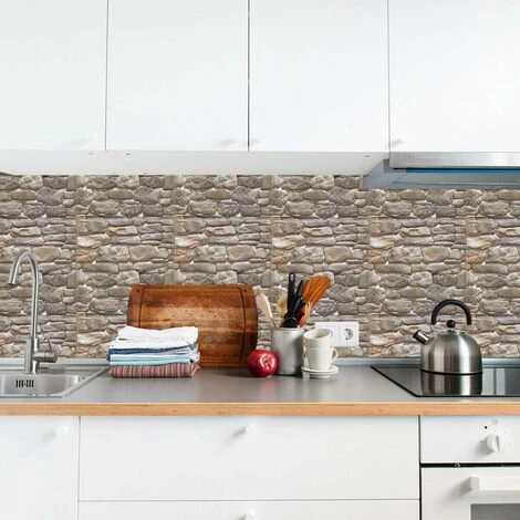 Piastrelle Pvc Adesive 3D Disegno Mattonella Pietra Bagno Cucina Pannello Autoadesivo 5 Pezzi - Dis.F 6 Piastrelle Pvc Adesive 3D Disegno Mattonella Pietra Bagno Cucina Pannello Autoadesivo 5 Pezzi - Dis.F - immagine 4
