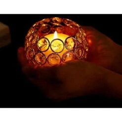 MINKUROW Portacandele In Cristallo Per La Casa, Matrimoni, Casa, Ufficio, Scrivania, Tavolo, Decorazione (8 Cm-Oro) -Armonia Decor 80890188 2