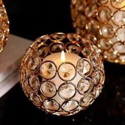 MINKUROW Portacandele In Cristallo Per La Casa, Matrimoni, Casa, Ufficio, Scrivania, Tavolo, Decorazione (8 Cm-Oro) -Armonia Decor 80890188 3