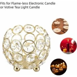 MINKUROW Portacandele In Cristallo Per La Casa, Matrimoni, Casa, Ufficio, Scrivania, Tavolo, Decorazione (8 Cm-Oro) -Armonia Decor 80890188 4