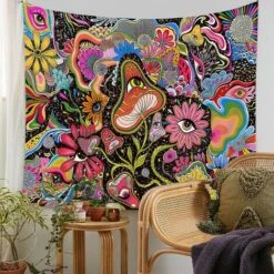 Bohemian Tapestry Mandala Room Decor Arazzo In Tessuto Decorativo, Funghi Psichedelici -Armonia Decor 81292735 3