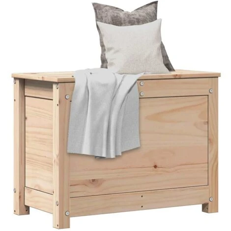 Contenitore Portaoggetti 60x32x45,5 Cm Legno Massello Pino VidaXL 4 Contenitore Portaoggetti 60x32x45,5 Cm Legno Massello Pino VidaXL - immagine 2