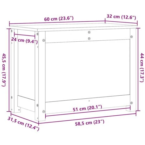 Contenitore Portaoggetti 60x32x45,5 Cm Legno Massello Pino VidaXL 5 Contenitore Portaoggetti 60x32x45,5 Cm Legno Massello Pino VidaXL - immagine 3