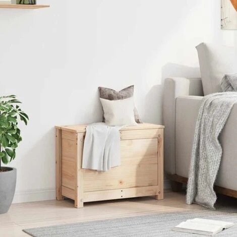 Contenitore Portaoggetti 60x32x45,5 Cm Legno Massello Pino VidaXL 6 Contenitore Portaoggetti 60x32x45,5 Cm Legno Massello Pino VidaXL - immagine 4