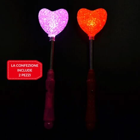 Trade Shop - Bacchetta Luminosa Cuore San Valentino Regalo Decorazione Led Gadget Festa 2 Pz 3 Trade Shop - Bacchetta Luminosa Cuore San Valentino Regalo Decorazione Led Gadget Festa 2 Pz
