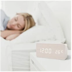 Orologio Digitale Legno Sveglia Led Display Temperatura Data Rettangolare 1299 -Armonia Decor 8348412 3