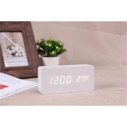 Orologio Digitale Legno Sveglia Led Display Temperatura Data Rettangolare 1299 -Armonia Decor 8348412 4