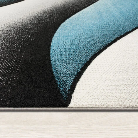 Paco Home Tappeto Di Design Moderno Astratto Effetto Onde Taglio Sagomato Grigio Turchese 60x110 Cm 5 Paco Home Tappeto Di Design Moderno Astratto Effetto Onde Taglio Sagomato Grigio Turchese 60x110 Cm - immagine 3