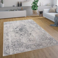 Paco Home Tappeto Salotto Moderno Soggiorno Pelo Corto Vintage Motivo Persiano Bordura 60x100 Cm, Grigio