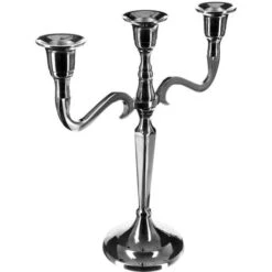 Portacandele In Metallo A 3 Teste H27 - Candelabro A 3 Teste In Alluminio, Colore Argento, Altezza 27 Cm - Atmosphera Créateur D'intérieur -Armonia Decor 83767075 3