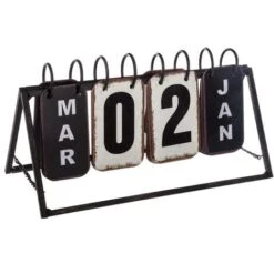 Calendario In Metallo Vintage - Calendario Vintage In Ferro, Dimensioni L. 27 X L. 12 X H. 14 Cm - Atmosphera Créateur D'intérieur