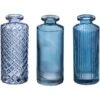 Set Di 3 Soliflores In Vetro A Righe Blu - Atmosphera Créateur D'intérieur