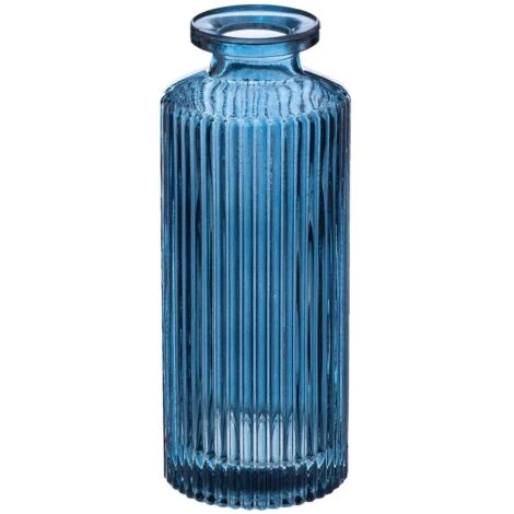 Set Di 3 Soliflores In Vetro A Righe Blu - Atmosphera Créateur D'intérieur 4 Set Di 3 Soliflores In Vetro A Righe Blu - Atmosphera Créateur D'intérieur - immagine 2