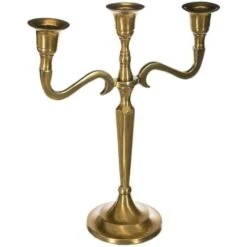 Portacandela Metallo Oro 3 Teste H27 - Candeliere In Metallo Dorati 3 Teste, Alluminio, Ferro, Dim L. 22,5 X H. 27 Cm - Atmosphera Créateur D'intérieur