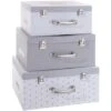 Scatola Di Cartone Grigio Malle X3 30 33 36 - Scatola Di Cartone, Manico In Metallo, Grigio, Cartone, Dimensioni: S: 30,5x21,5x13,7 Cm M: 33x24,5x15,3 Cm L: 36x27,5x16,5 Cm - Atmosphera Créateur D'int -Armonia Decor 83780265 1