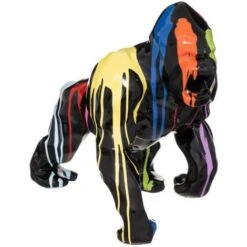 Gorilla Decorativo In Resina Nera E Dipinto Trash H40cm - Atmosphera Créateur D'intérieur