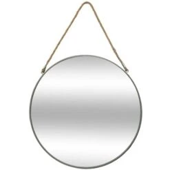 Specchio Rotondo In Metallo Con Corda - Grigio, Diametro 55 - Atmosphera Créateur D'intérieur