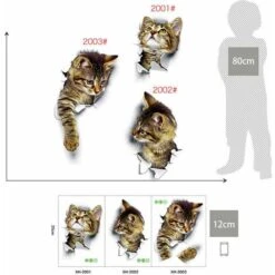 Adesivo Gatto, Divertente Adesivo Da Parete Per WC, Bagno, Cucina, PVC, 4 Modelli, Taglia Unica （8 Pezzi In Totale） -Armonia Decor 85902916 5
