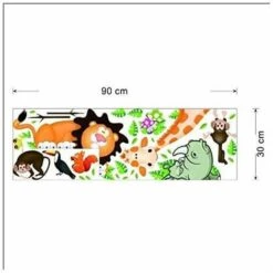 Adesivo Da Parete Adesivo Da Parete Per Cameretta Dei Bambini Simpatici Animali Giraffa Scimmia Leone Zoo 30 X 90 Cm -Armonia Decor 85910197 3