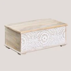 SKLUM Baule In Legno Di Mango Gileat Legno Bianco Vintage