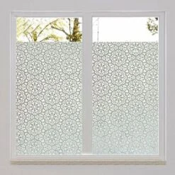 GTA Window Privacy Pellicola Autoadesiva Elettrostatica Privacy Pellicola Vetri Vetro Smerigliato Decorativo Per Bagno Casa Cucina Ufficio (45x200cm) Motivo Floreale -Armonia Decor 86173330 2