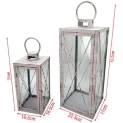 Rebecca Mobili Set 2 Lanterne Bianche Portacandele Grandi In Metallo PVC Per Casa Esterno -Armonia Decor 86537501 4