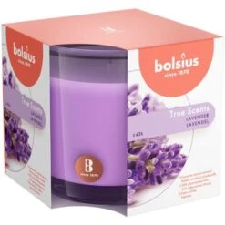 Bolsius True Scents Candela Profumata In Giara - Fragranza Lavanda - Colore Viola - Grande - Lunga Durata Di 43 Ore - Estratti Naturali - Candela Decorativa - Cera - Senza Fumo - 9.5 X 9.5 Cm