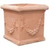 Vaso Cubo Festonato In Terracotta 100% Made In Italy Interamente Lavorata A Mano