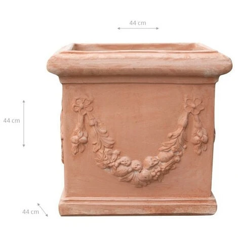 Vaso Cubo Festonato In Terracotta 100% Made In Italy Interamente Lavorata A Mano 4 Vaso Cubo Festonato In Terracotta 100% Made In Italy Interamente Lavorata A Mano - immagine 2