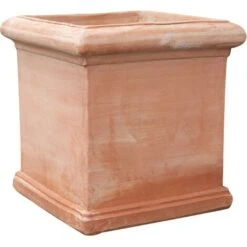 Vaso Cubo In Terracotta 100% Made In Italy Interamente Lavorata A Mano -Armonia Decor 88588696 3