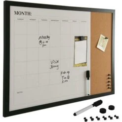 Bacheca Memo Lavagna Magnetica Bianca E Sughero Combinata 60x40cm Casa Ufficio