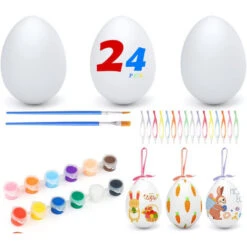 24 Uova Di Pasqua Bianche Da Colorare Decorazioni Pasquali Pigmenti Colorati