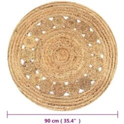 Tappeto In Juta Intrecciata Con Disegno 90 Cm Rotondo VidaXL -Armonia Decor 8881807 5